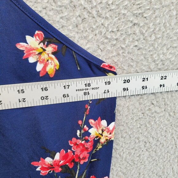 Papermoon Tank Top Blouse Women's Floral Blue Red Strappy Plus Size 2X New - Picture 2 of 7